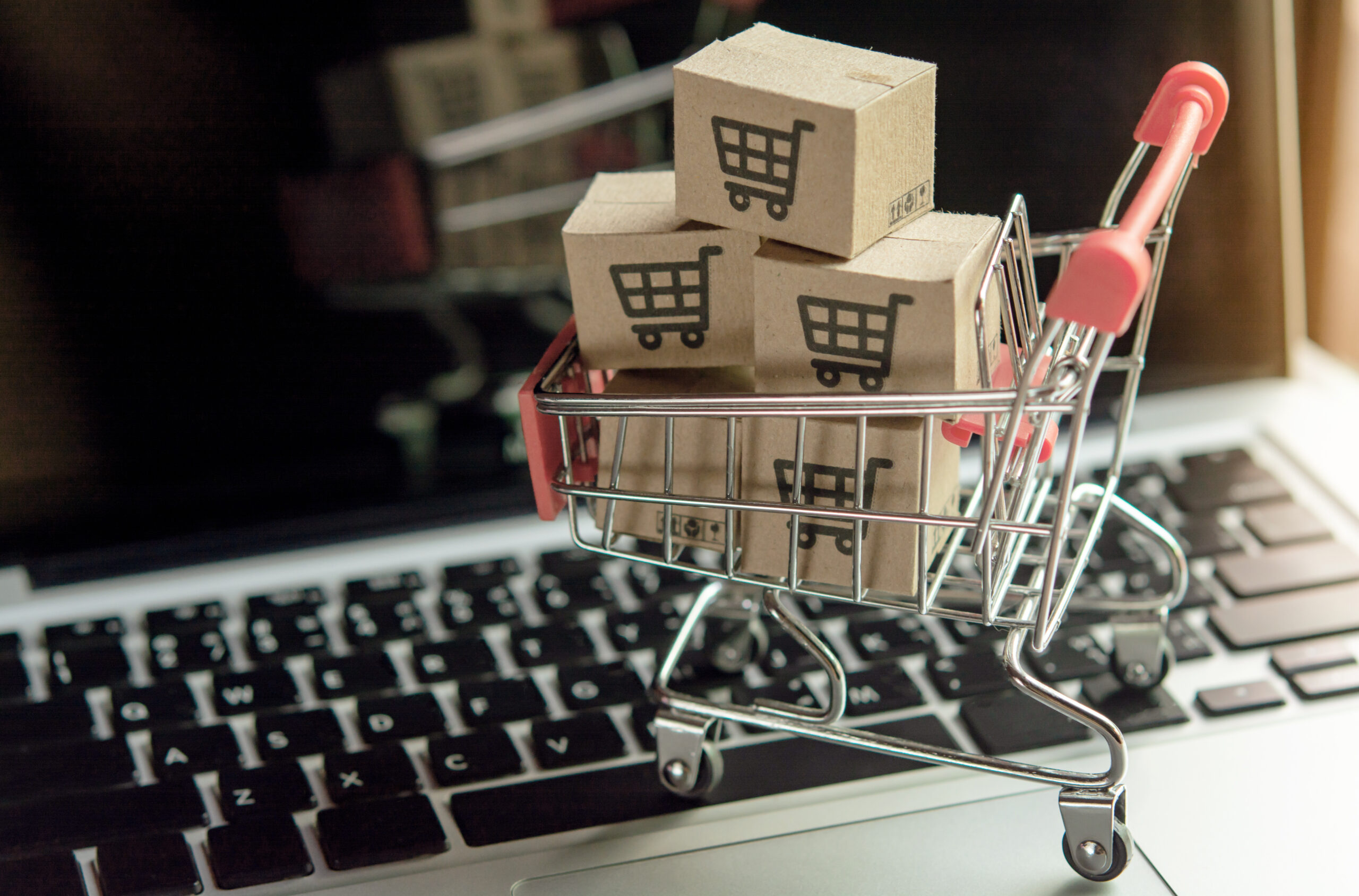 A small shopping cart delivers products from Amazon suppliers 